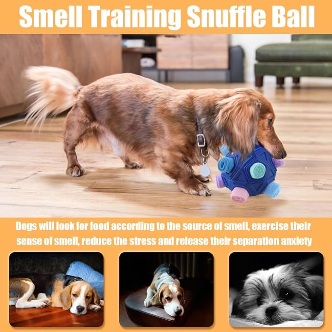 Dog Snuffle Ball-Interactive Puzzle Dog Toys Encourage Natural Foraging Skills Slow Feeder for Training and Stress Relief, Cloth Strip Hiding Food Dog Toys