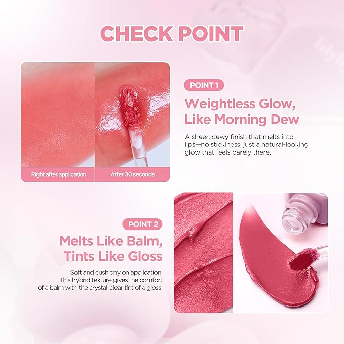 lilybyred Balming Dewy Tint | Korean Semi-Glow Lip Stain, Velvet to Soft Glow Texture, Sheer Buildable Color, Moisturizing & Lightweight, Natural Flush Look, Non-Sticky, 0.21 oz. (01 Lowkey Peach)