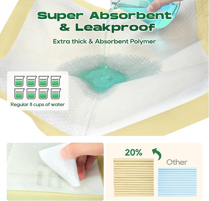 Bamboo Puppy Pads X-Large 28"x34" 60 Count with Adhesive Tabs