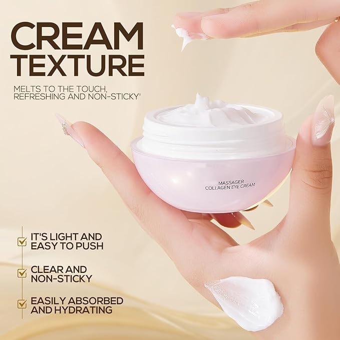 Massage Eye Cream for Dark Circles and Wrinkles, Massaging the Eyes to Promote Rapid Absorption, Firm and Smooth of Fine Lines, Moisturizing, Tired Eye Refreshment