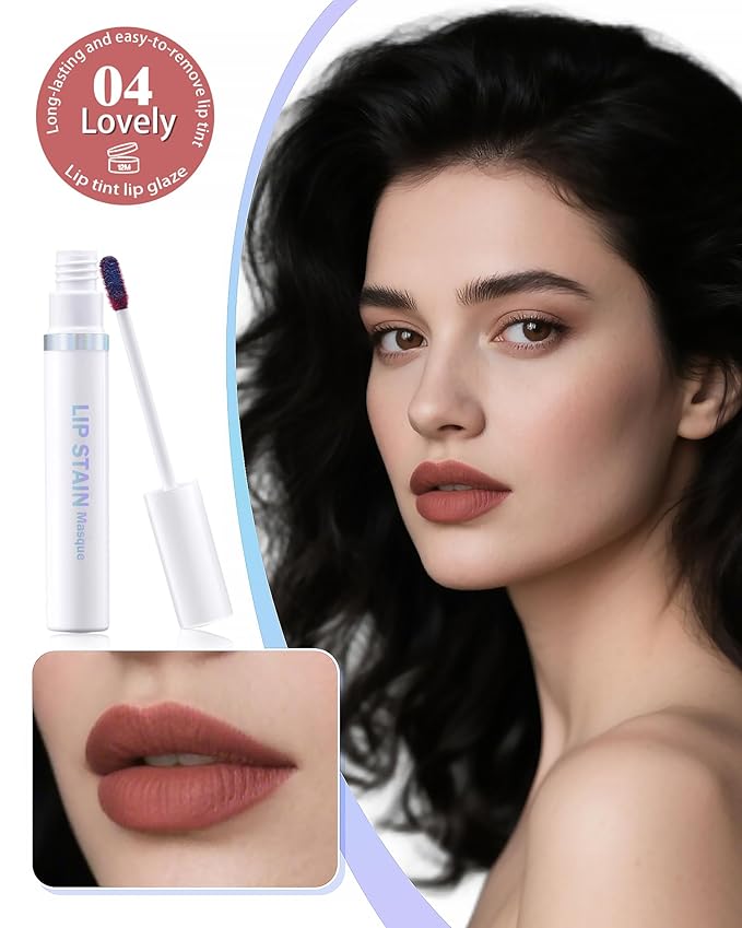 Lip Stain Masque Lip Liner Stain Long Lasting Waterproof Lip Tint Stain Semi-Permanent Lip Tattoo Transfer Proof Non-Drying Matte Finish Suitable for Women's Daily Lip Makeup