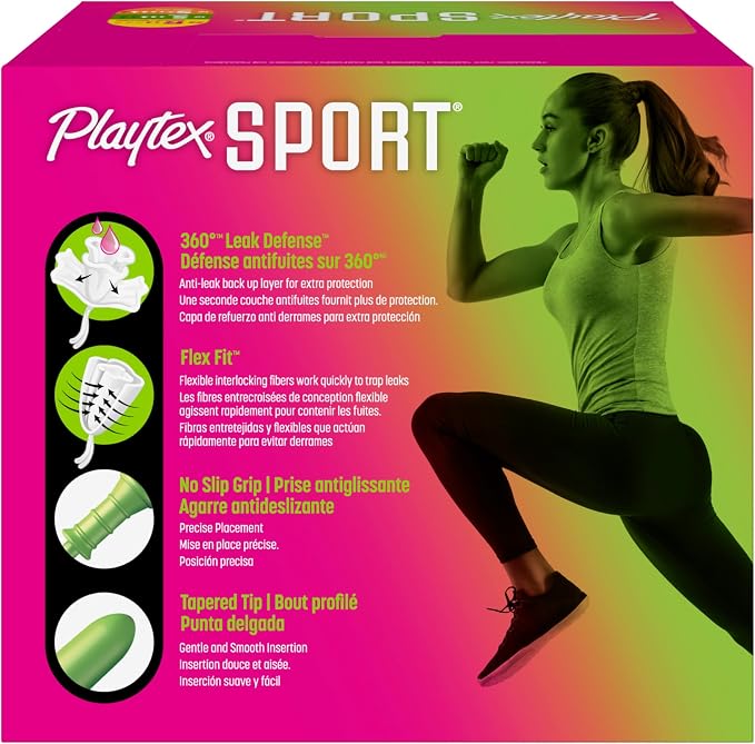Playtex Sport Tampons Multipack, Regular/Super/Super Plus Absorbency, 46ct
