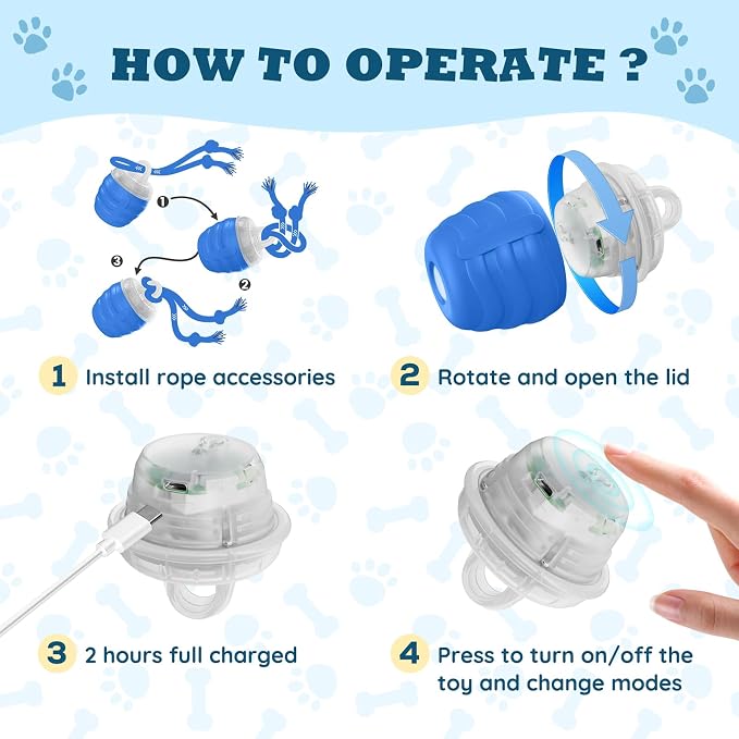 Interactive Dog Toys Ball, Motion Activated Dog Toy for Medium/Large Dogs, Wicked Balls for Boredom, Dogs Toy to Keep Them Busy(Blue)