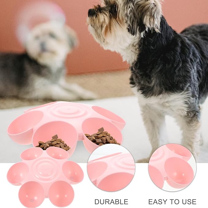 Hemobllo Flower Pet Feeding Bowl Multipurpose Cat Feeder and Dog Treats Dispenser Compartment Plastic Cat Feeder for Feeding and Drinking Smooth Surface 14.17 X 14.17 X 3.54 in