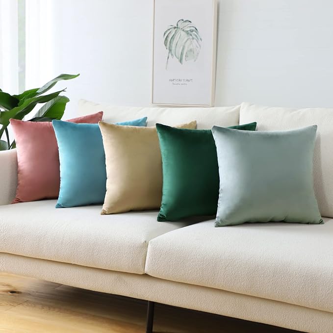 Artscope Luxury Velvet Pillow Covers Super Soft Decorative Square Throw Pillow Covers Case Cushion Covers for Sofa Couch Bedroom Car Decor 18x18 Inch Light Grey