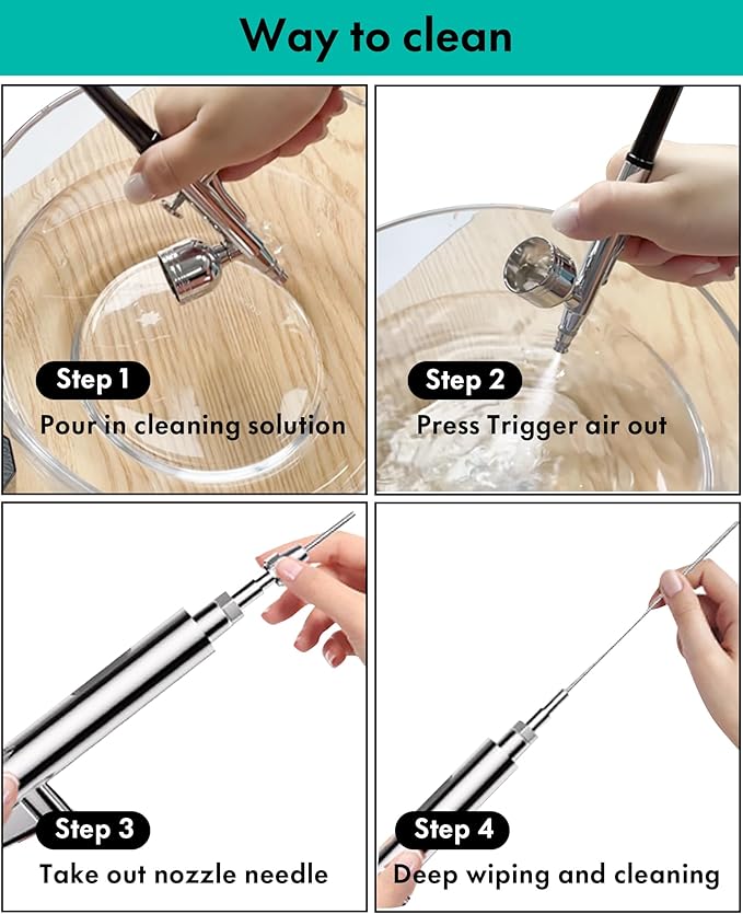 Gocheer Airbrush Kit with Air Compressor, 40 48 PSI High Pressure Air Brush Non-Clogging with 0.2/0.3/0.5mm Nozzle/Cleaning Sets, Ideal for Painting, Modeling, Cake Decor, Makeup (Black, 48 PSI)