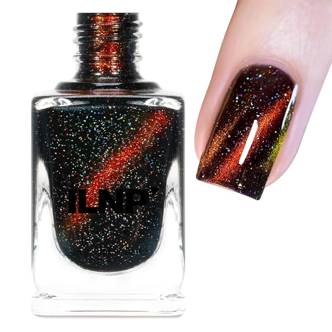 ILNP Roulette - Black-Based Red Magnetic Holographic Nail Polish