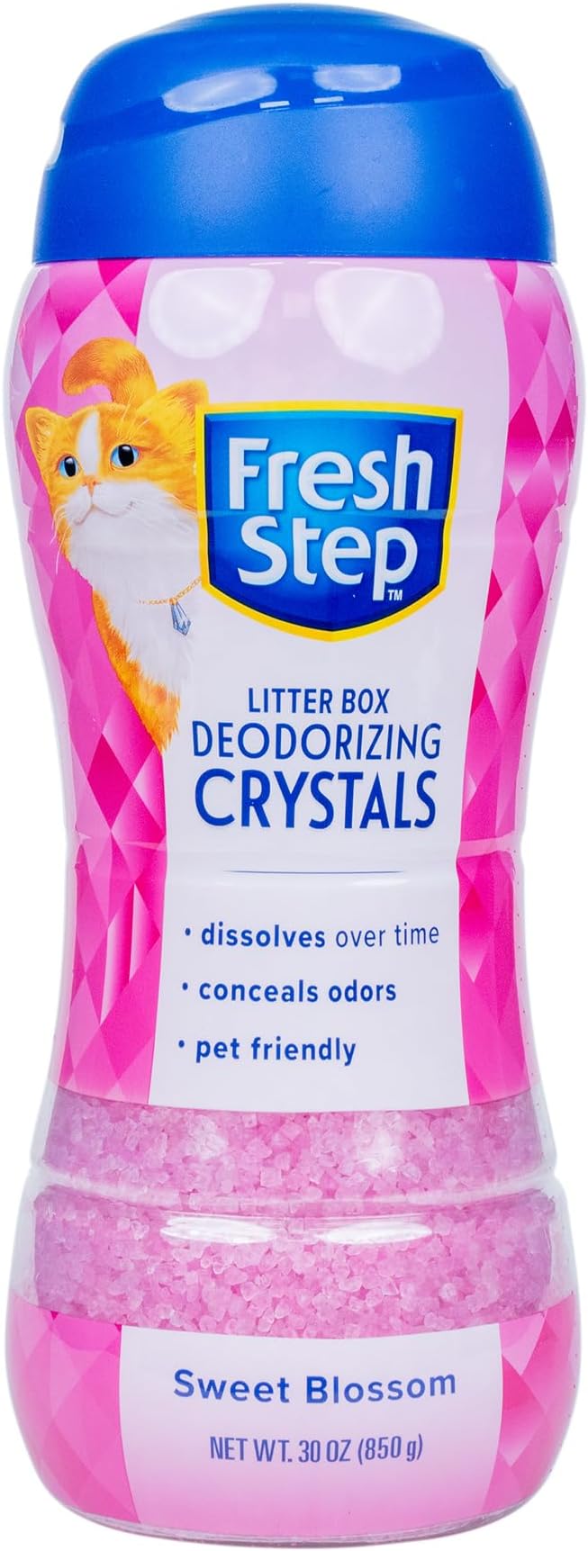 Fresh Step Cat Litter Crystals Deodorizer, Sweet Blossom Scent, 30 Oz | Non-toxic crystals, sweet blossom scent, odor neutralizing, any litter box