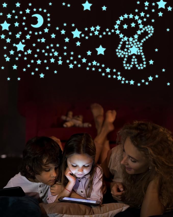201 Pcs Glow in The Dark Stars Stickers, Boys Room Bedroom Ceiling Decor | Boys Girls Room Decor, Stars for Ceiling, Stocking Stuffers for Kids 8-12, Wall Stickers, Star Stickers, Ceiling Decor