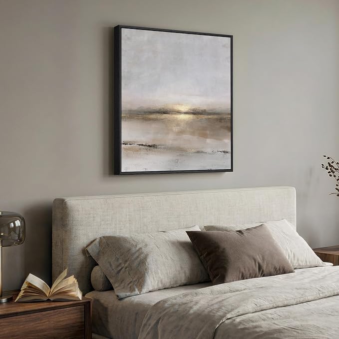 Framed Gray Black Gold Abstract Landscape Canvas Wall Art Decor, 30x30 Inch | Gray black gold, Canvas prints, Abstract landscape, Minimalist artwork, Square pictures, Living room, Bedroom wall decor