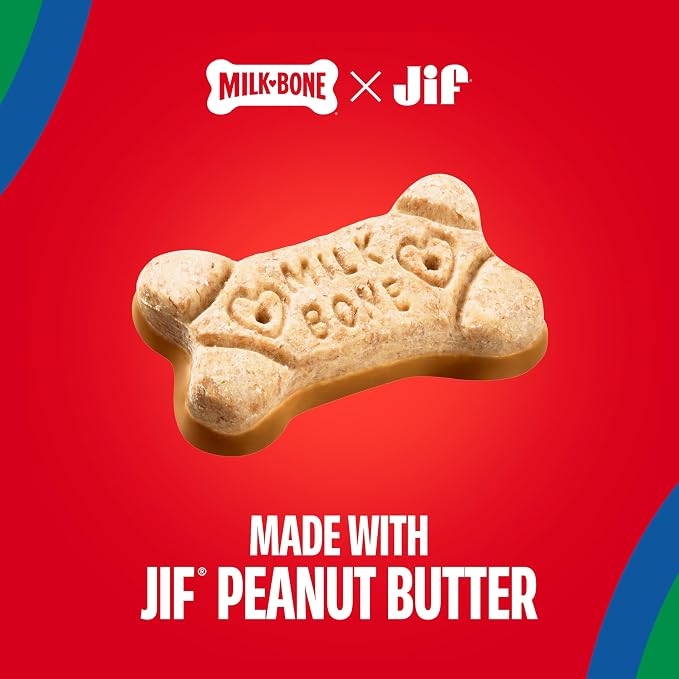 Milk-Bone Peanut Buttery Dipped Dog Treats With Jif Peanut Butter, 2 Bags | 32-oz. bags, Dog biscuits baked with real peanut butter, Peanut butter flavored coating