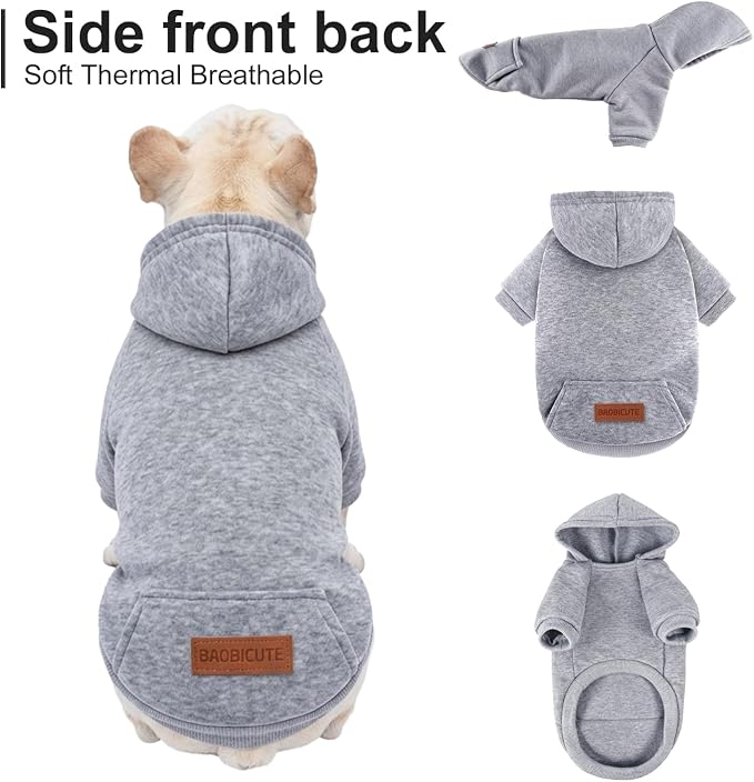 1 Pack Dog Hoodie Warm Hood Dog Sweater Cold Weather Small Dogs Sweatshirt Comfort Pet Clothes for Small Medium Dogs with Pockets Cats Chihuahua Clothes for Male Female Girl Boy Sporty Daily Wear