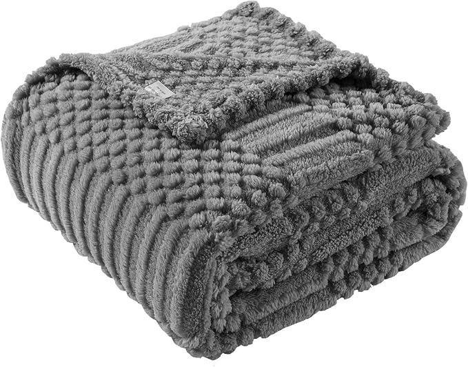 Grey Throw Blanket - Soft & Fluffy Fleece, Cute & Aesthetic, Perfect for Sofa, Couch, Chair, Bed, Living Room & Bedroom, All-Season Use, Plush & Cozy Decorative Blanket 50x60