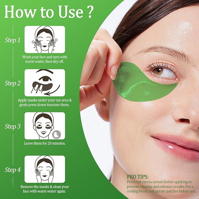Avocado Eye Mask, Eye Masks for Dark Circles and Puffiness, Moisturizing Nourishing Eye Treatment Mask, Improving Eye Skin Dryness, 30 Pcs