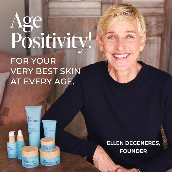 Kind Science by Ellen DeGeneres Eye Cream - Under Eye Cream for Wrinkles Noticably Smooths & Moisturizes - Anti Aging with Hyaluronuic Acid, Vitamin C - Fragrance Free, Paraben Free, 0.5 fl oz