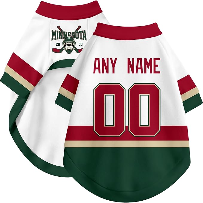 Minnesota Dog Clothes Personalized Pet T Shirt for Dogs Gift | Custom Name Number Jersey Style Pet Shirt for Dog