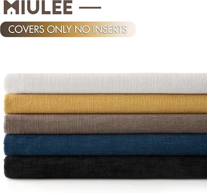 MIULEE Brown Chenille Couch Throw Pillow Covers, 18x18 | Set of 2, Modern Farmhouse Rustic Style, Decorative Pillowcases for Sofa Living Room Bed, Home Decor