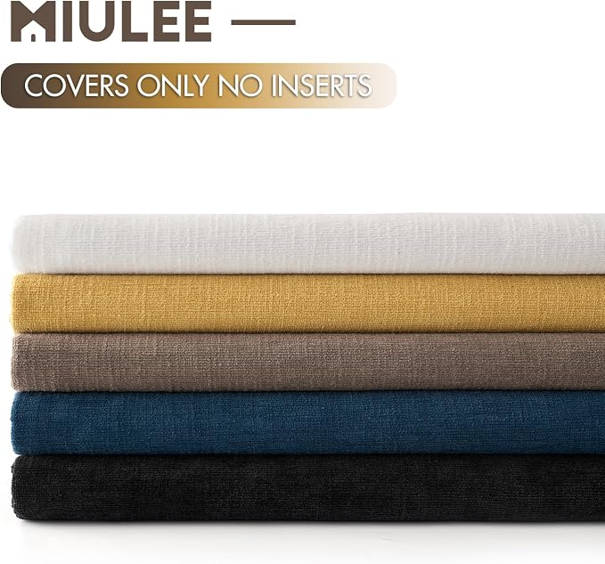 MIULEE White Chenille Couch Throw Pillow Covers, 18x18 | Set of 2, Soft Farmhouse Modern Home Decor, Decorative Pillowcases for Sofa Living Room Bed