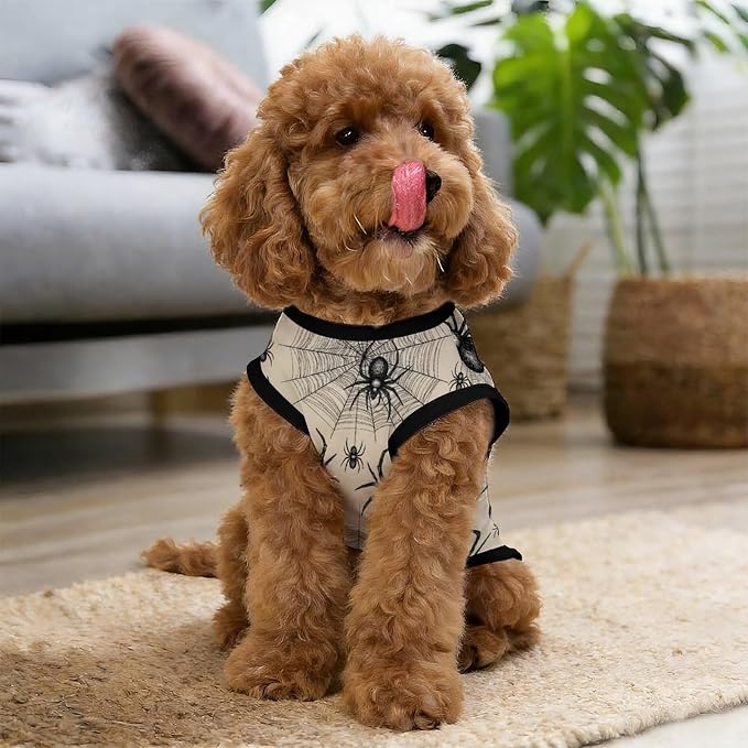 Halloween Pet Vest Black Spider Web Pet Shirts Large | scary insect Dog Shirt Vest cute pet Sleeveless Vests Ice Silk Dog T-Shirts holiday Dog Clothes Halloween Canine Wear