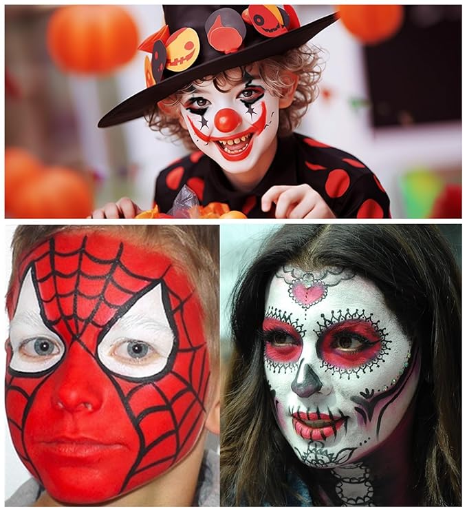 Go Ho Black and White Face Body Paint,Cream Washable Formula Face Painting for Halloween Cosplay,Body Paint SFX Makeup Palette,Professional Skeleton Skull Face Paint
