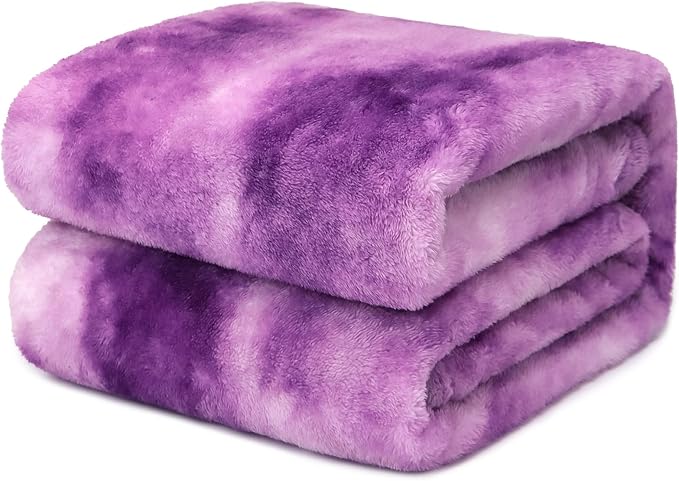 Soft Purple Fleece Blanket, Plush Soft Cozy Microfiber Throw for Couch, Sofa, Bed, Lightweight Warm Comfort Cover, Elegant Home Room Decor, Christmas Birthday Gifts for Women Mom Sister Friend