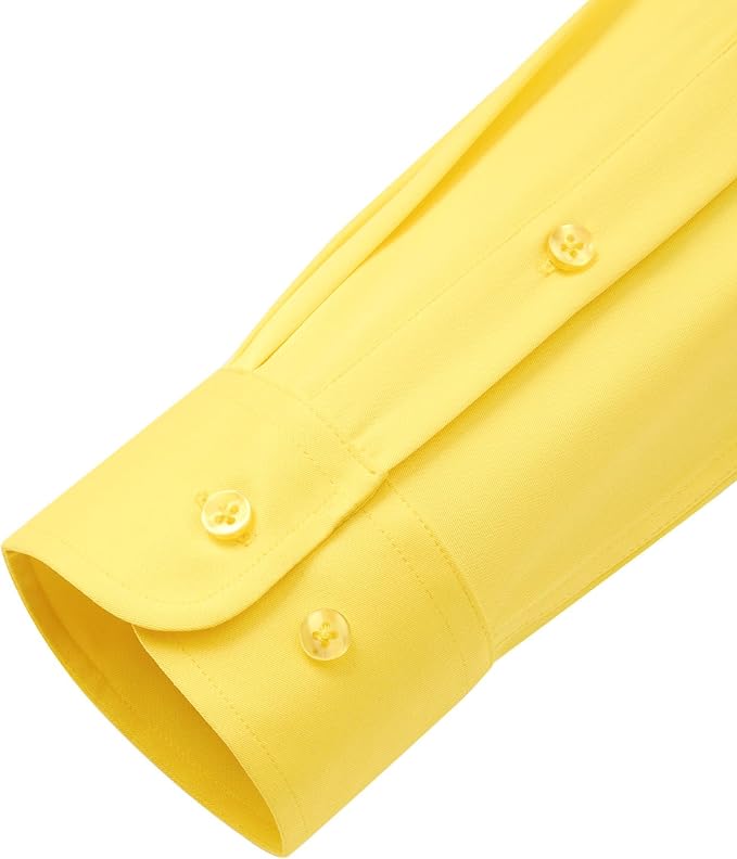 J.VER Men's Dress Shirts Solid Long Sleeve Stretch Wrinkle-Free Formal Shirt Business Casual Button Down Shirts