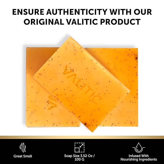VALITIC Kojic Acid Soap - Turmeric Soap for Dark Spots for Face and Body - Exfoliating Bar for Hyperpigmentation, Skin Tone Corrector with Retinol, Vitamin C, Collagen and Hyaluronic Acid - 1 Pack