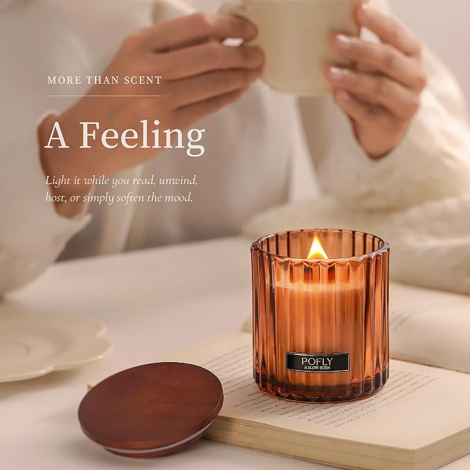 Roasted Coffee Scented Candle with Crackling Wood Wick, Hand Poured Soy Wax Candle, Long Lasting Aromatherapy Candle for Home, Candles for Men, 5.29 Oz