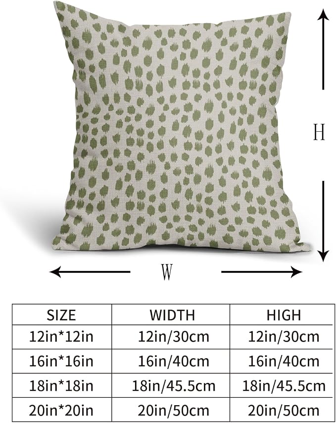 Sage Green Cream Polka Dot Pillow Covers 24x24 Set of 2 Outdoor Modern Art Throw Pillows Boho Design Brush Strokes Decorative Pillowcase Square Cushion Cover Linen Pillow Case for Home Sofa Couch Bed