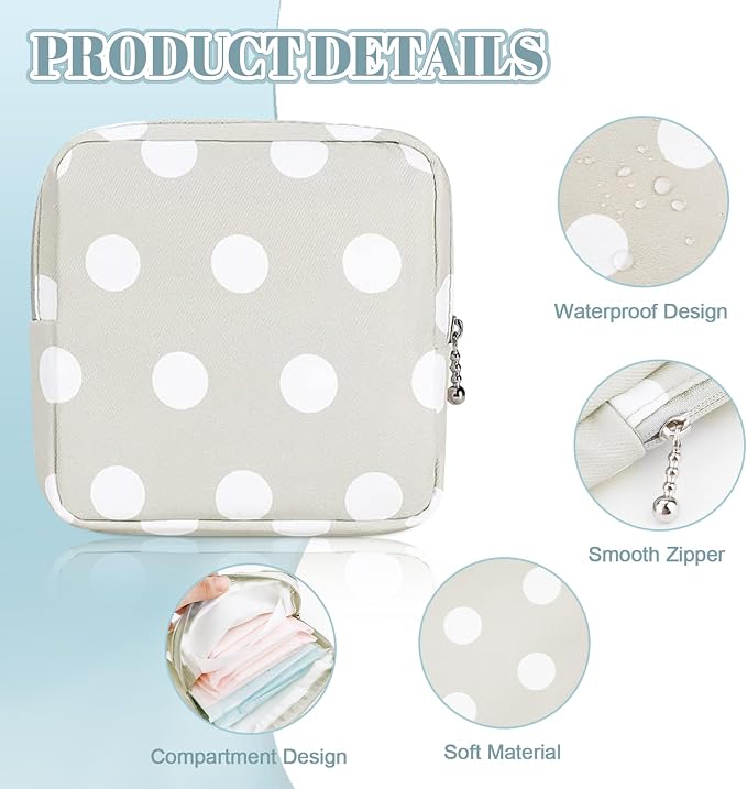 RETON 5 Pcs Sanitary Napkin Storage Bag, Portable Period Bag Period Pouch for Panty Liners Tampons Sanitary Pads, Menstrual Pad Bag Feminine Menstruation First Period Bags for Young Girls Women