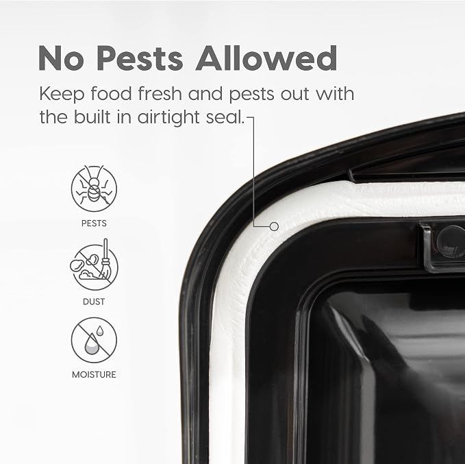 IRIS USA Dog Food Storage Container, Up to 10 lbs, Clear/Black, Made in USA