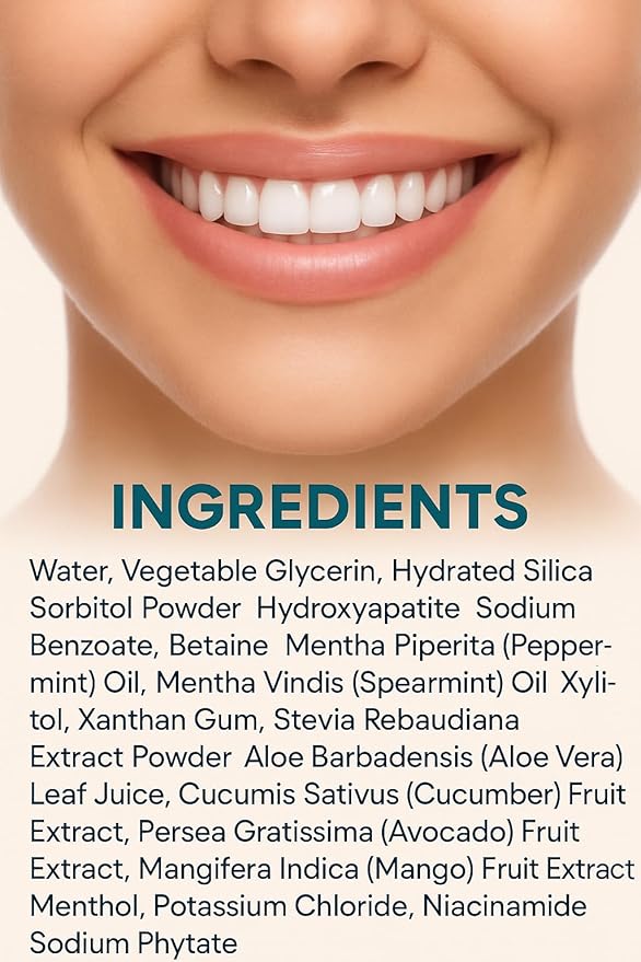 KLARI Fluoride-Free Toothpaste with 7.5% Micro-Hydroxyapatite & 1% Niacinamide | Clean Mint | Gentle for Sensitive Teeth | SLS-Free, Paraben-Free | 4.23 oz