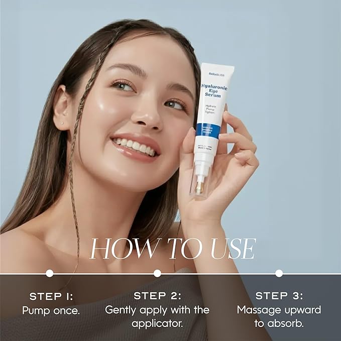 Bella Bliss Hyaluronic Acid Under Eye Serum – Hydrating & Depuffing Eye Roller For Dark Circles & Fine Lines – Dermatologist Tested, Anti-Aging Korean Skin Care, Vegan, Clean Beauty – .67 Fl Oz