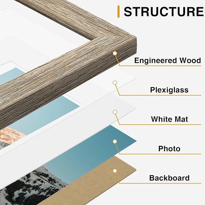 Vittanly 15 Pack Picture Frames Collage Wall Decor, Wall/Tabletop Display | Light Wood, Multi-Size Gallery Wall Frame Set: 3pcs 8x10, 6pcs 5x7, 6pcs 4x6. Picture Frame Set for Family