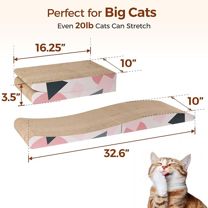 ComSaf Foldable Cat Scratcher Bed, Cardboard Scratch Pad for Indoor Cats | Cat Scratching Board, Wavy Lounger Shape, Foldable Design, Furniture Protection, Indoor Floor Use, Claw Care