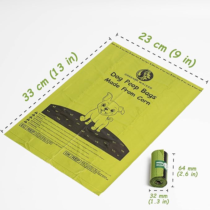 GREENER WALKER Poop Bags for Dog Waste, 1080 Doggy Waste Bags Extra Thick Strong 100% Leak-Proof (Green)