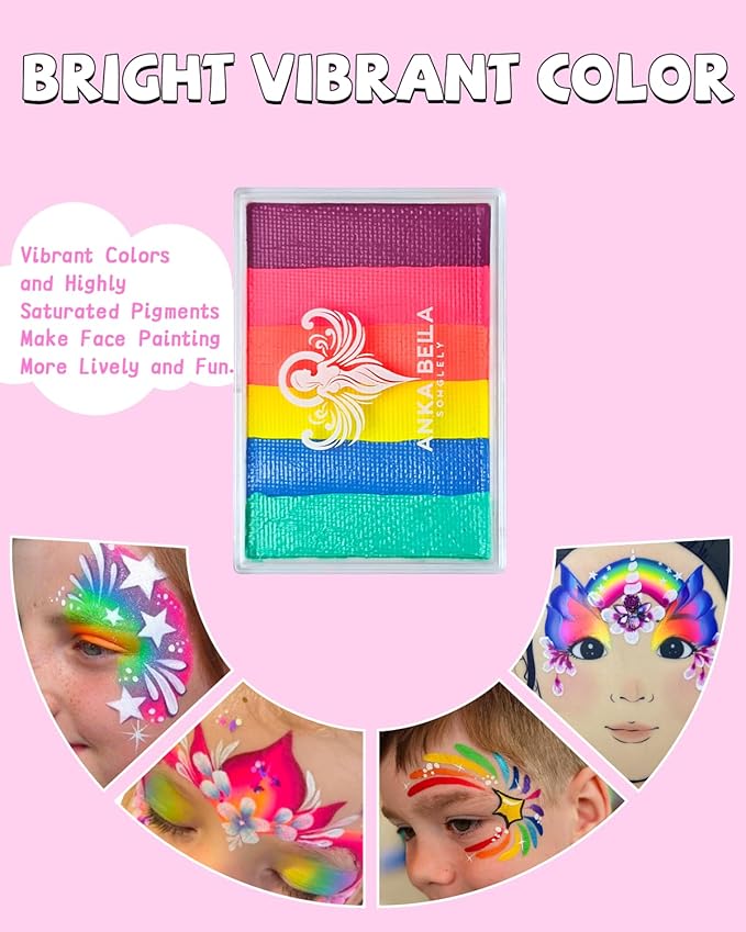 Anka Bella Professional Water Activated Rainbow Cake Face Paint（Color Garden）50gm,Hypoallergenic, Non-Toxic,Face Body Painting Makeup