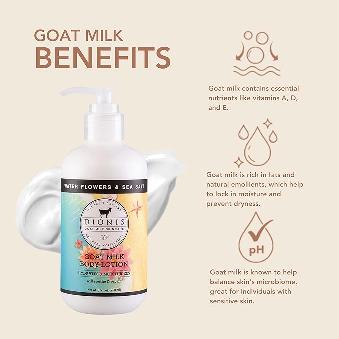 Dionis Goat Milk Body Lotion Water Flowers & Sea Salt 8.5 oz (Pack of 1)