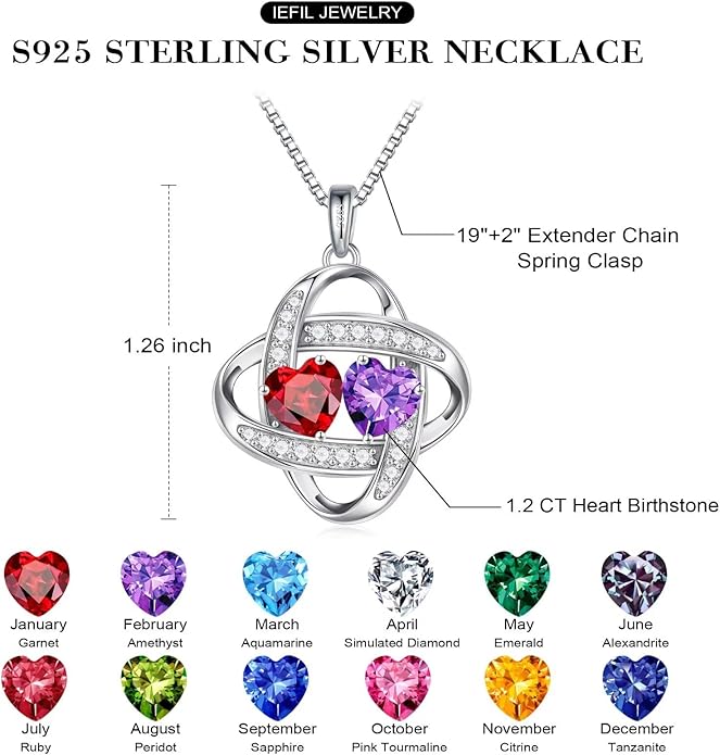 Iefil Valentines Day Gifts for Her - 925 Sterling Silver Love Knot Necklace, Anniversary Birthday Jewelry Gifts for Wife Girlfriend Mom