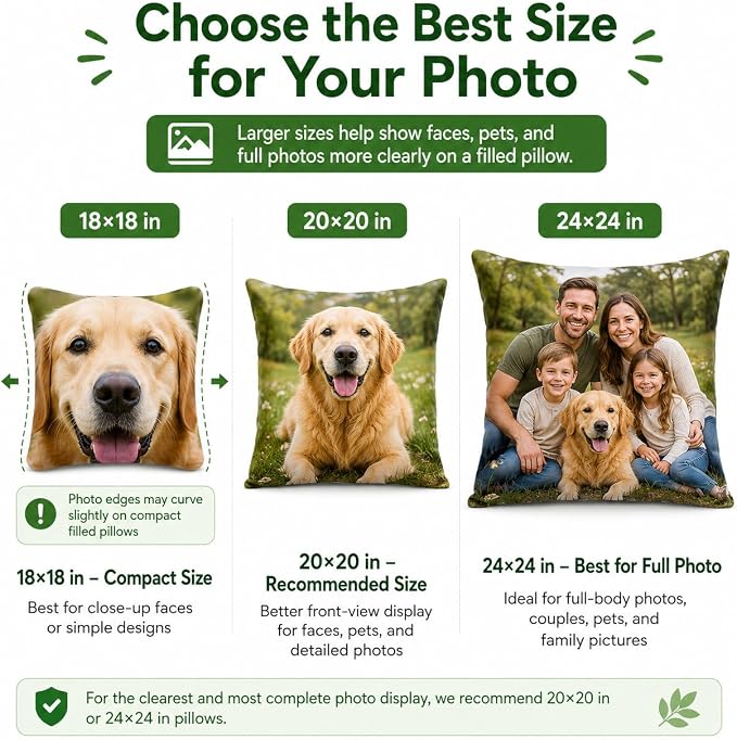 Bemaystar Custom Pillow Covers with Picture & Text, Ships Next Day, Made in USA - Personalized Pillow- Love Keepsake, Customized Gifts, Decorative Throw Pillow for Family Friends(No Insert)-1photo