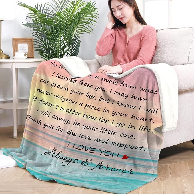 Gifts for Mom from Daughter or Son – to My Mom Blanket, Thoughtful Mothers Day, Birthday Gift, Cozy Present for Mother, Soft Flannel Throw Blanket 50x60 inches for Bed and Couch