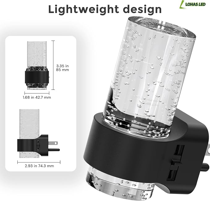 L LOHAS LED Night Lights Plug into Wall, 4 Pack Mini Dimmable Night Light | Dusk-to-Dawn, Soft White/Cool White/Amber 3 Light Color, 0-100LM Adjustable Brightness, Bubble Nightlight for Hallway