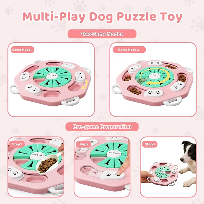 Dog Puzzle Toy for Smart Dogs, Interactive Dog Enrichment Toys,Level1(Pink)