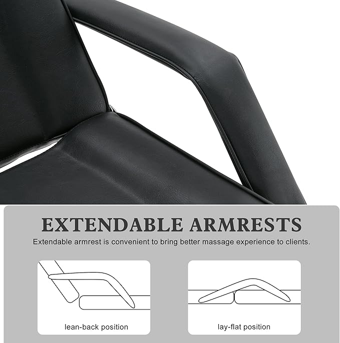 BarberPub Hydraulic Massage Bed Height Adjustable Tattoo SPA Chair Multi-Functional Facial Table Beauty Equipment for Salon 2753 (Black)