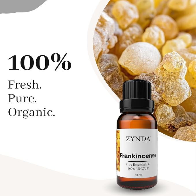 Frankincense Essential Oil 10ml – 100% Pure and Natural Aromatherapy Grade Oil, Steam Distilled, Uncut & Authentic Frankincense Essential Oil for Face, Skin, Hair, and Relaxation