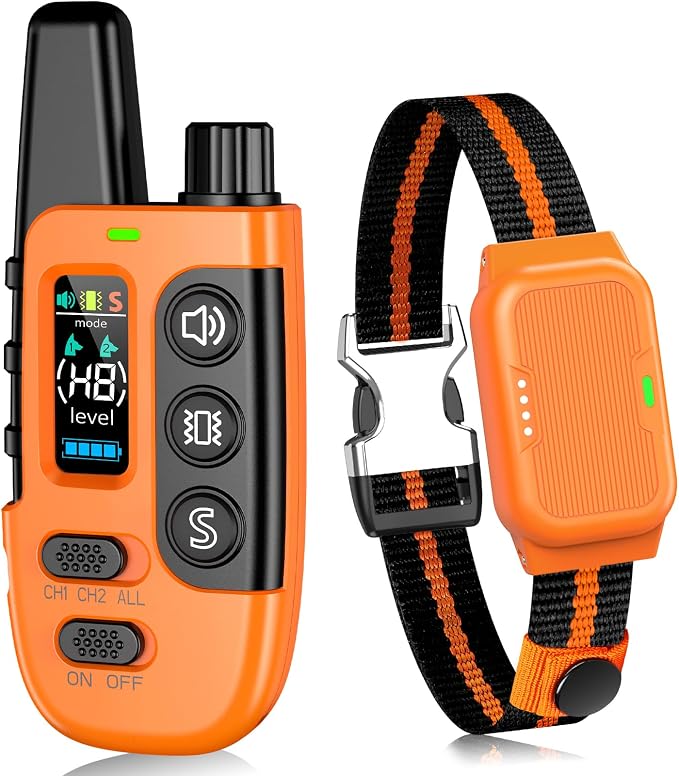 Shock Collar for Dogs, Dog Training Collar with Remote Control | IP67 Waterproof Receiver, Beep, Vibration, Safe Static Modes, Rechargeable，Adjustable Fit for 15–110 lb Dogs