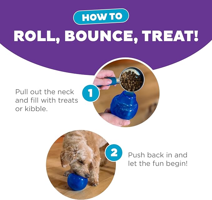 Outward Hound Lil' Snoop Interactive Treat Dispensing Dog Toy, Blue, 3.9" | Rolls & Bounces, Treat Stuffer, Puzzle Ball & Slow Feeder, Mint Scented, Easy Clean, No BPA, Enrichment, Small to Medium Dogs