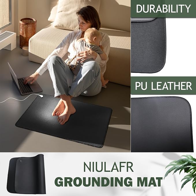 Grounding Mat,35.4x23.6 inches,Reconnect to The Earth EMF Recovery,for Foot Therapy,Carbon Fiber Universal Grounding Mat for Feet,Improve Energy,Sleep Assist and Helps with Anxiety