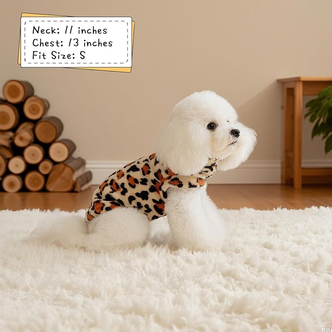 Cat Sweater Warm Fleece Pet Clothes for Cats Only | Soft Cat Vest Puppy Hoodie Coat, Fall Cold Winter Sweatshirt Pullover Clothing also for Small Dogs, Leopard Print L
