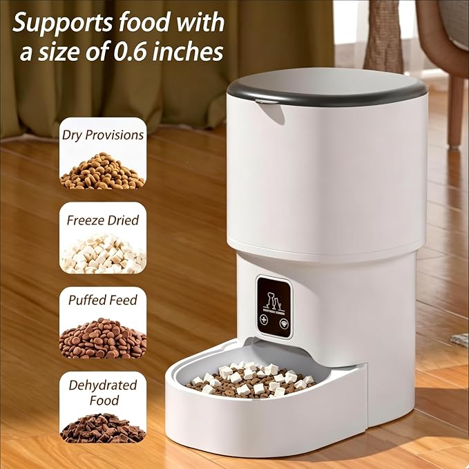 Automatic cat feeder,4L timed pet food dispenser with 2.4G WiFi,Detachable | Dual power timed dry goods dispenser, suitable for cats and dogs, suitable for outdoor use, mobile phone controllable